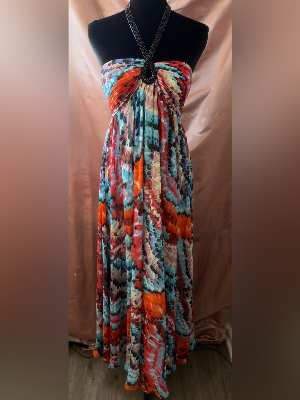 Aidan by Aidan Mattox Strapless Multi Color Maxi Dress